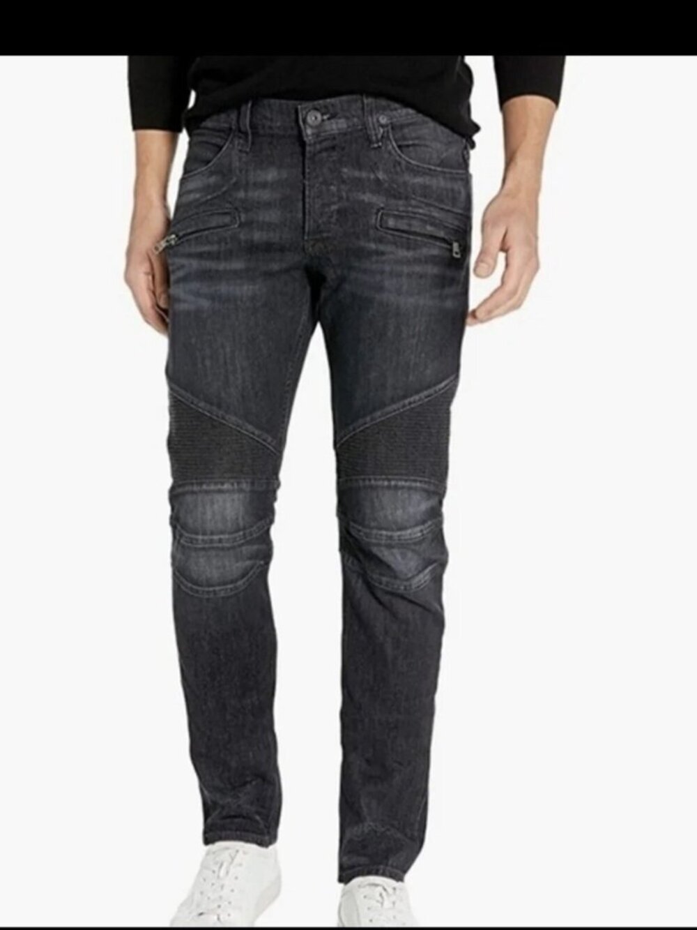Hudson Blinder Biker Moto Skinny Jeans Black 34x34